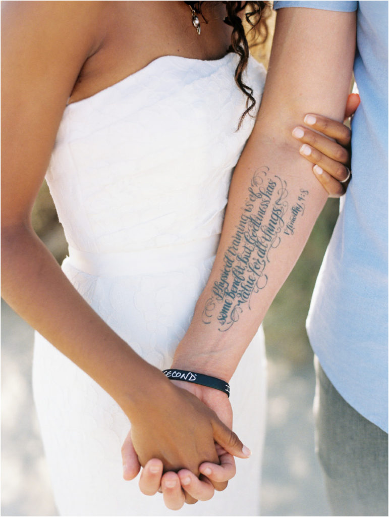 Palm Springs Wedding Tattoo 1 Timothy 4:8 Stacee Lianna Photography
