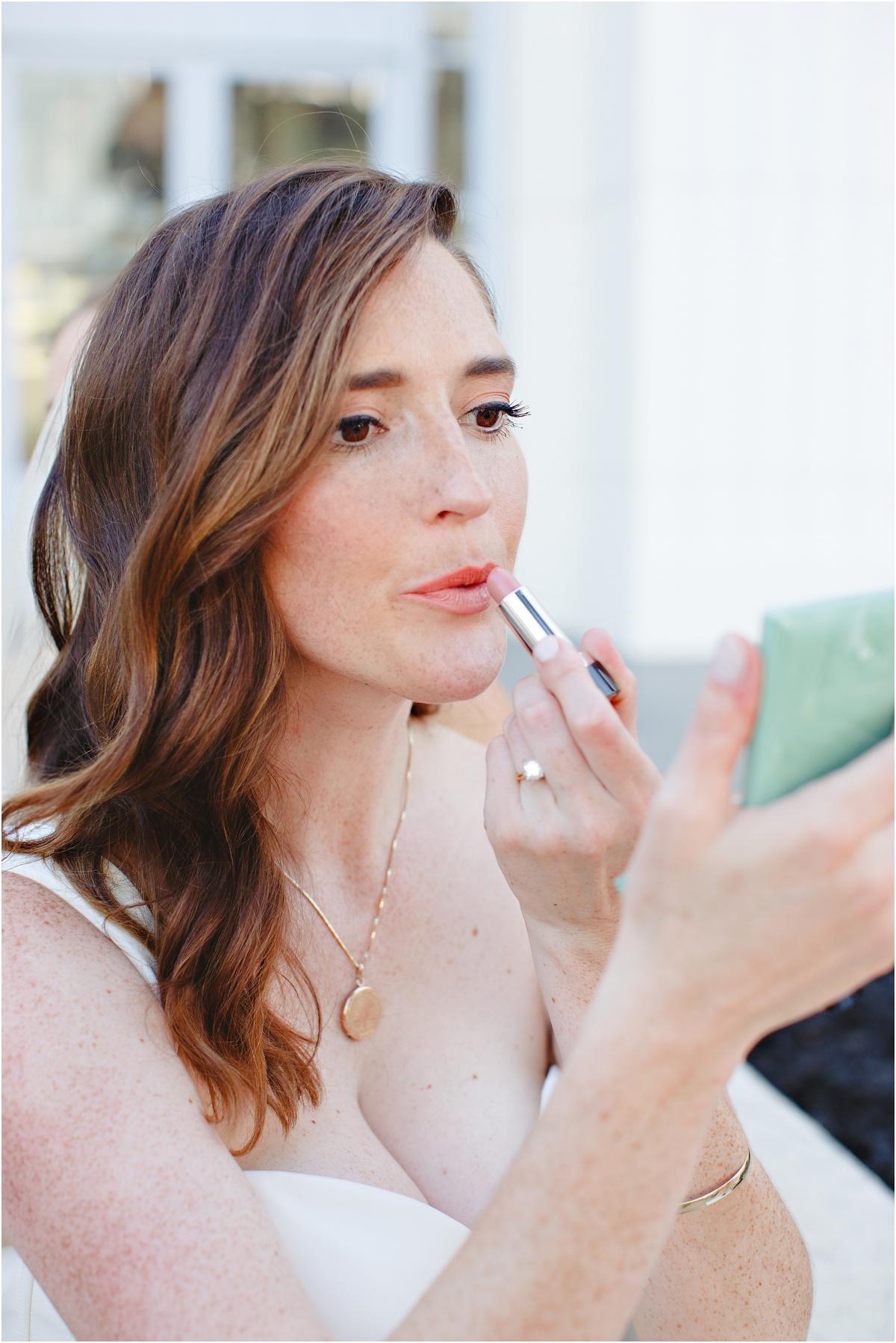 Bride Applies Lipstick | Stacee Lianna Photography